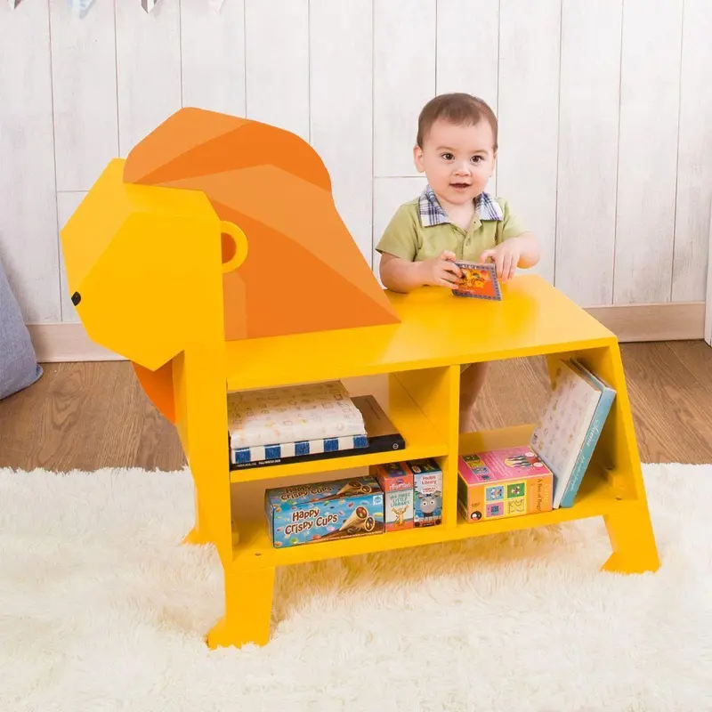 Teamson USA Zoo Kingdom Lion Toy Bookshelf - Yellow / Orange