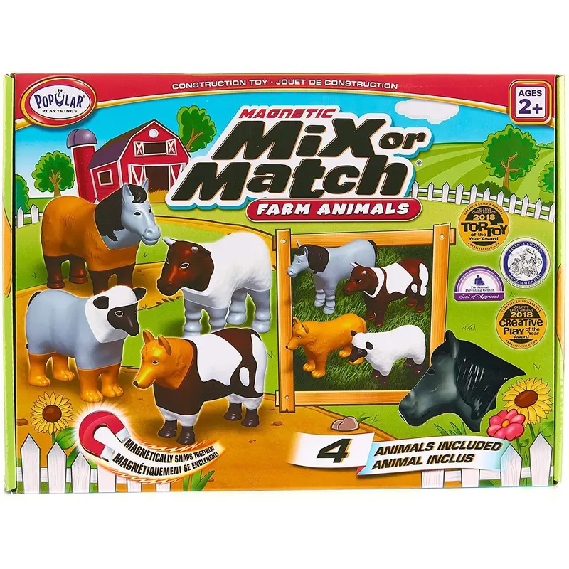 POPULAR PLAYTHINGS Mix Or Match Animals, Magnetic Toy Play Set, Farm