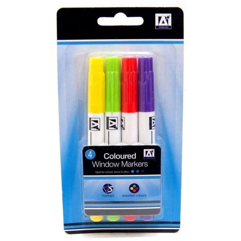 Coloured Window Marker Pens For Glass - 4 Pack