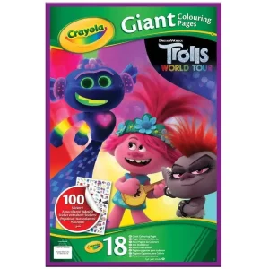 Crayola Trolls World Tour Giant Colouring Pages with Stickers