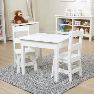 Melissa & Doug 40225 Solid Wood Table & Chairs - White