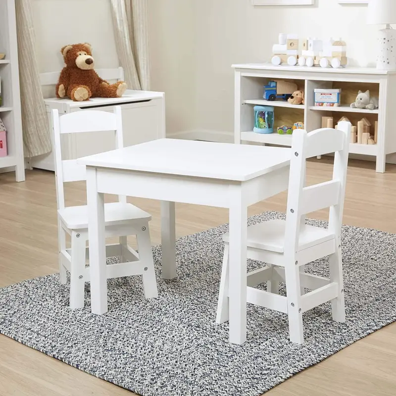 Melissa & Doug 40225 Solid Wood Table & Chairs - White