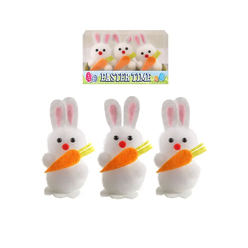 Easter Time Bunnies with Carrot - Pack of 3