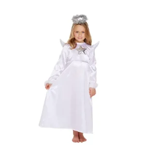 Fancy Dress Child Angel Costume with Fur - Size Medium