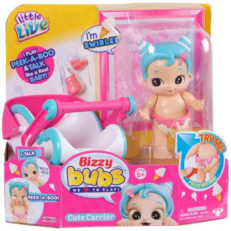 Little Live Bizzy Bubs Cute Carrier Swirlee Baby Doll with Sound
