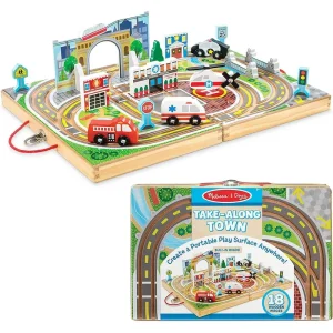 Melissa & Doug 40141 Wooden Take-along Tabletop Town 18-piece