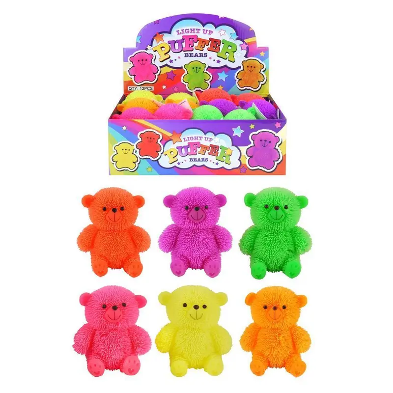 Light Up Squidgy Puffer Bears 8cm - Assorted