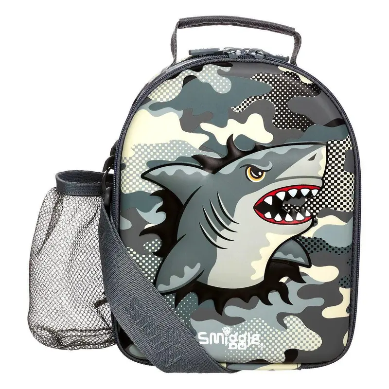 Smiggle Budz Hardtop Lunch Box with Strap - Grey Shark