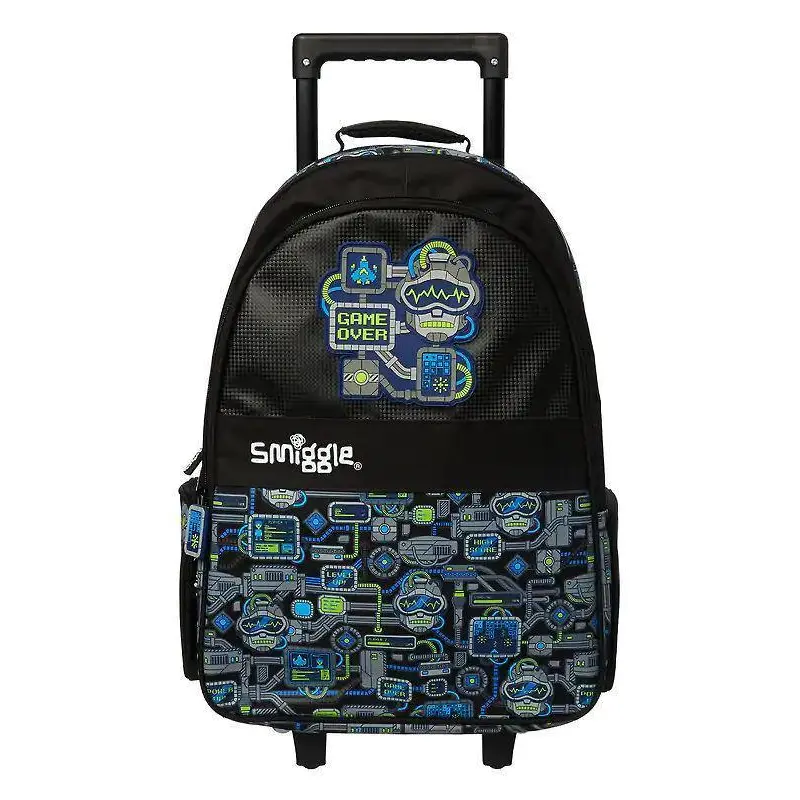 Smiggle Wizz Trolley Backpack with Light Up Wheels - Black