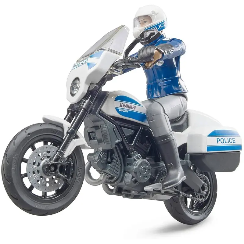 Bruder Bworld Scrambler Ducati Police Motorbike and Policeman