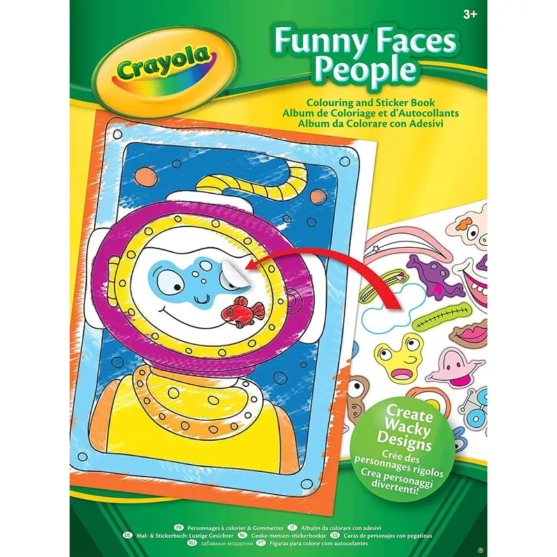 Crayola Funny Faces People Colouring & Sticker Book - Assorted