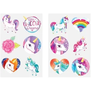 Fun Tattoos Mini 4cm Unicorn - 6 Pcs Per Card - Assorted