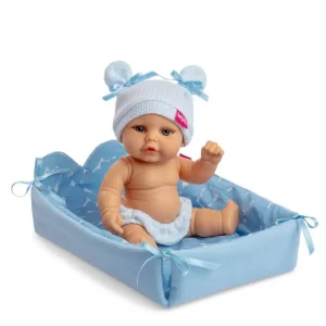 Berjuan 20107 Mini Baby Doll 24cm with Changing Basket - Blue