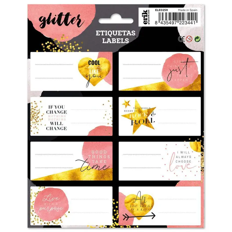 Erik Grupo ELE0259 Self-adhesive Labels, Glitter Gold Dreams