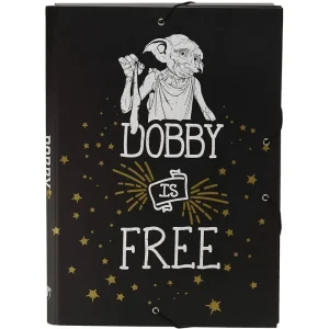 Harry Potter A4 Dobby Black, Elasticated 3 Flap Folder