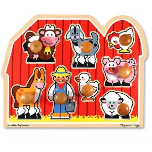 Melissa & Doug 13391 Farm Friends Large Wooden Peg Puzzle