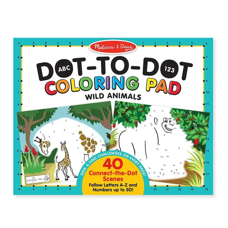 Melissa & Doug ABC 123 Dot-to-dot Coloring Pad - Wild Animals