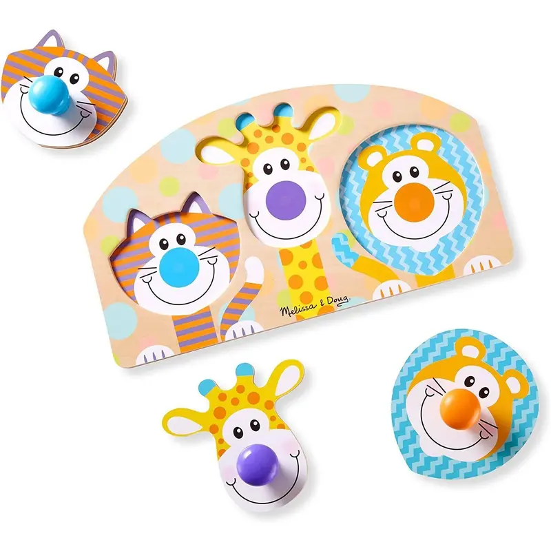 Melissa & Doug 13439 First Play Wooden Jumbo Knob Safari Animal Puzzle (3 Pcs)