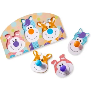 Melissa & Doug 13440 First Play Wood Jumbo Peg Farm Animal Jigsaw Puzzle (3 Pieces)