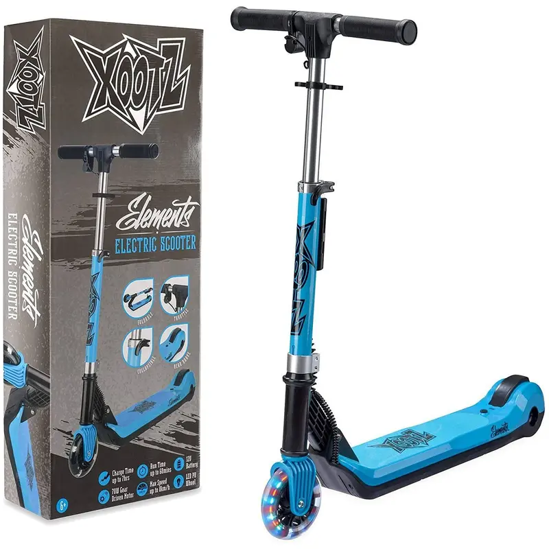 Xootz Kids Electric Scooter Folding with LED Light Up Wheel - Blue