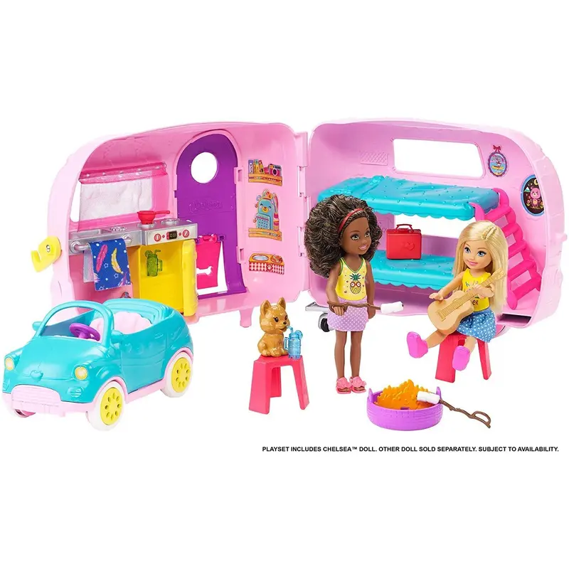 Barbie Club Chelsea Playset with Doll, Puppy, Car, Transforming Camper and Accessories