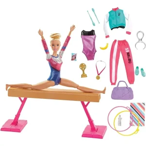 Barbie Gymnastics Playset with Doll, Balance Beam, 15+ Accessories Dolls