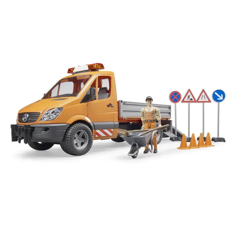 Bruder 02537 MB Sprinter Municipal with Worker and Accessories Playset