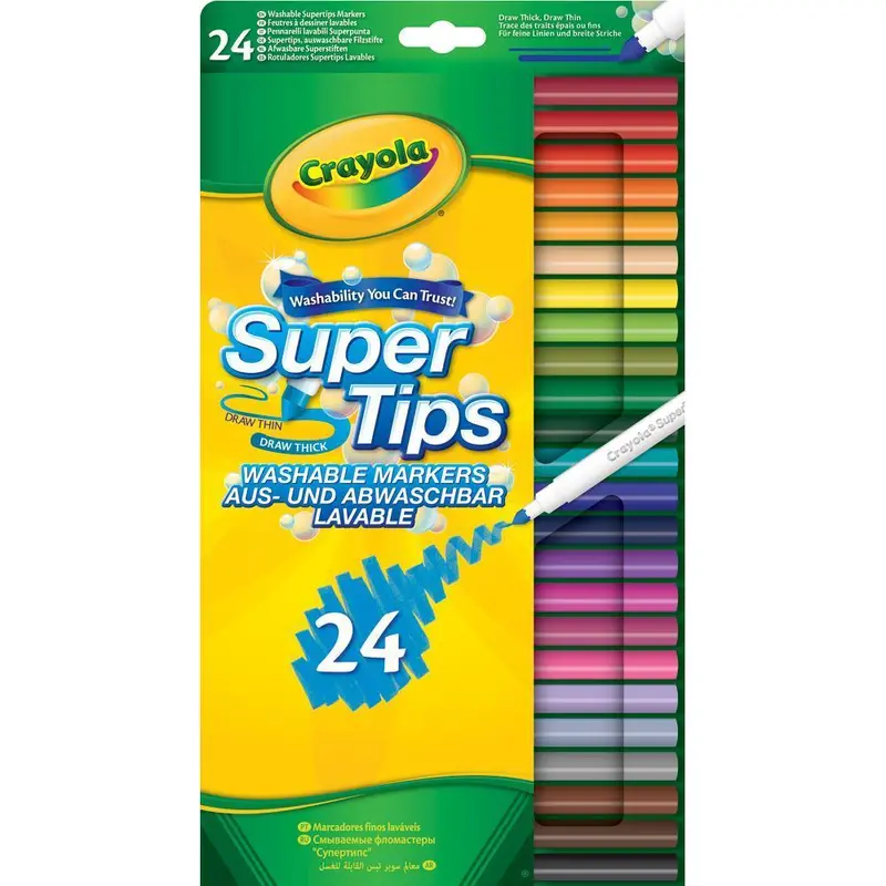 Crayola Super Tips Washable Coloured Markers Pack of 24 Arts & Crafts