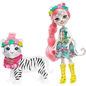 Enchantimals GFN57 Tadley Doll (6-in) & Kitty White Tiger Animal Figure Dolls