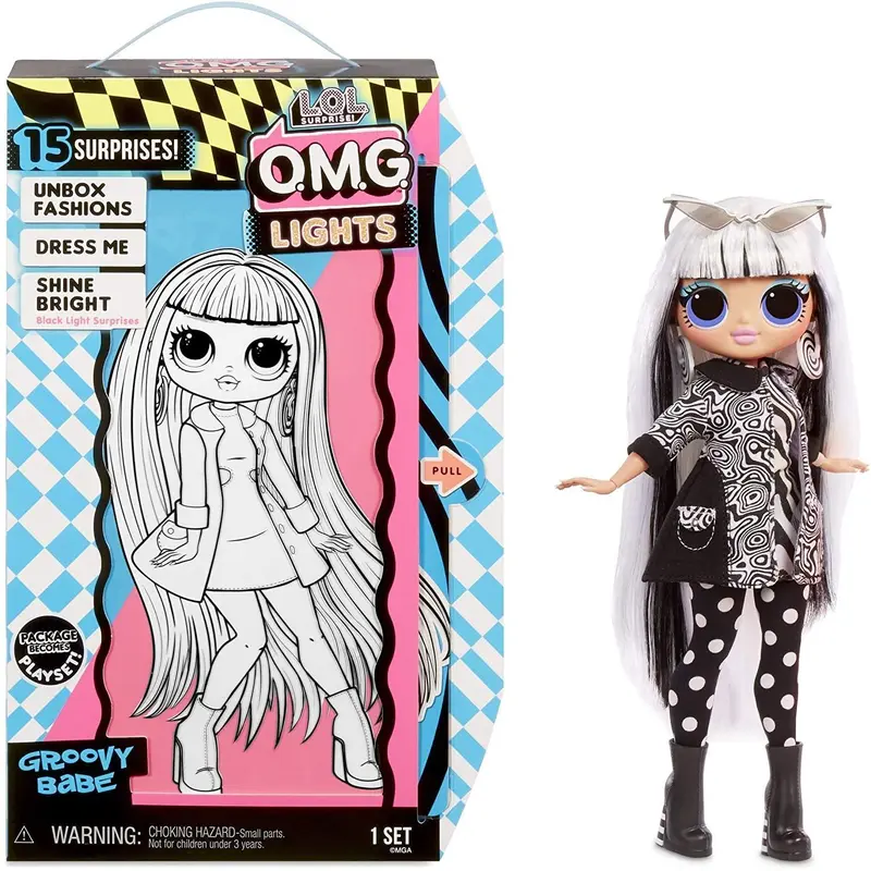LOL Surprise! 565154 LOL O.M.G. Lights Groovy Babe Fashion Doll with 15 Surprises Dolls
