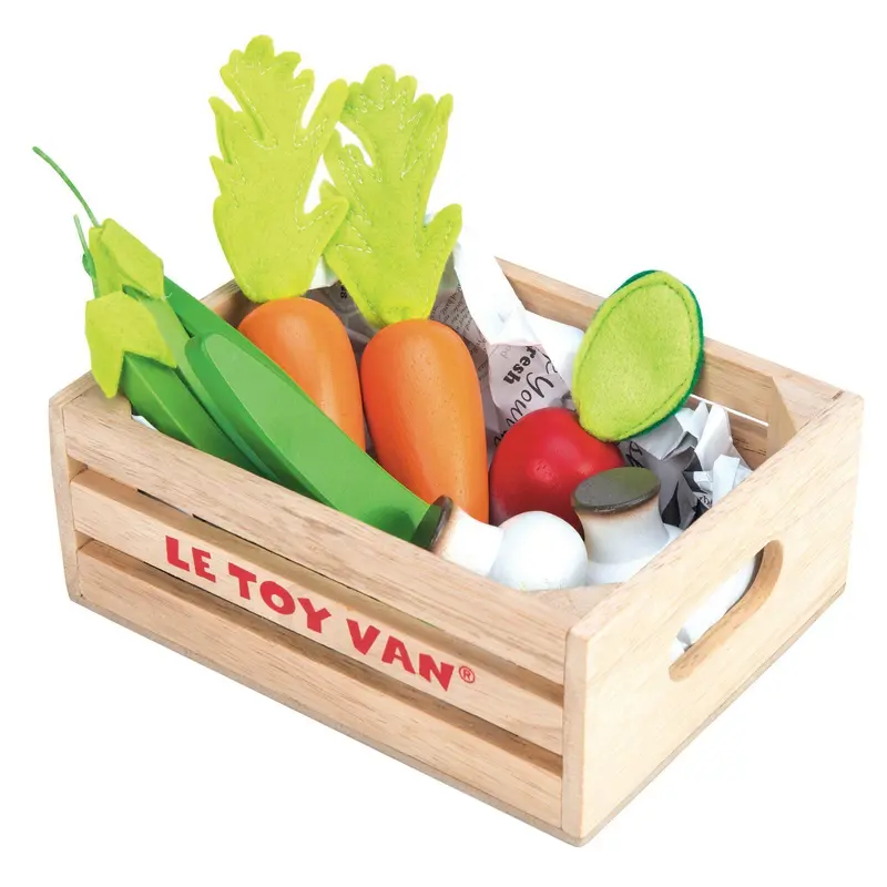 Le Toy Van - Wooden Honeybee Market Vegetables '5 A Day' Crate Education