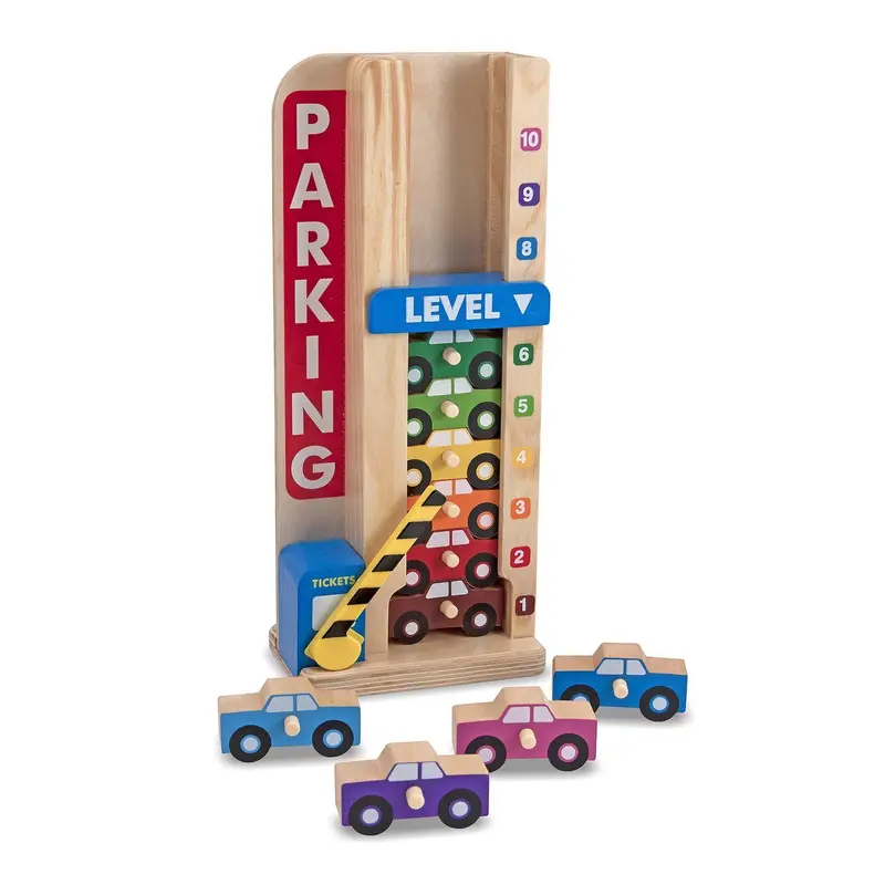 Melissa & Doug Wooden Stack & Count Parking Garage Baby & Toddler