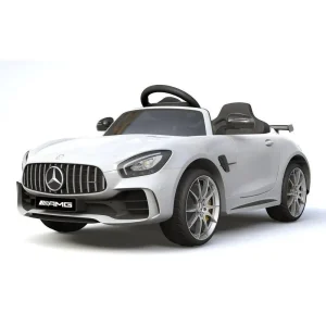 RICCO 6v 4.5a Two Motors Mercedes Benz GTR AMG Licenced Battery Powered Kids Electric Ride-on Toy Car, White Ride-on Toys