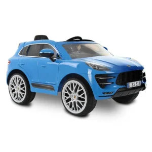 Rollplay Germany Premium Porsche Macan Turbo 12V Battery Ride-on Car - Blue Ride-on Toys