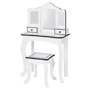 Teamson USA Little Lady Adriana Play Vanity Set - White /black Furniture