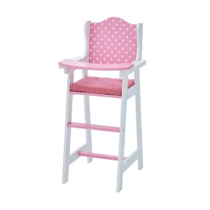 Teamson USA Olivia's Classic Baby Doll High Chair - Pink/white Polka Dot Dolls Accessories