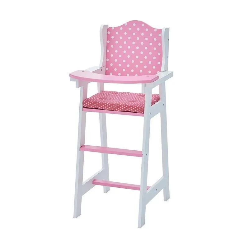 Teamson USA Olivia's Classic Baby Doll High Chair - Pink/white Polka Dot Dolls Accessories