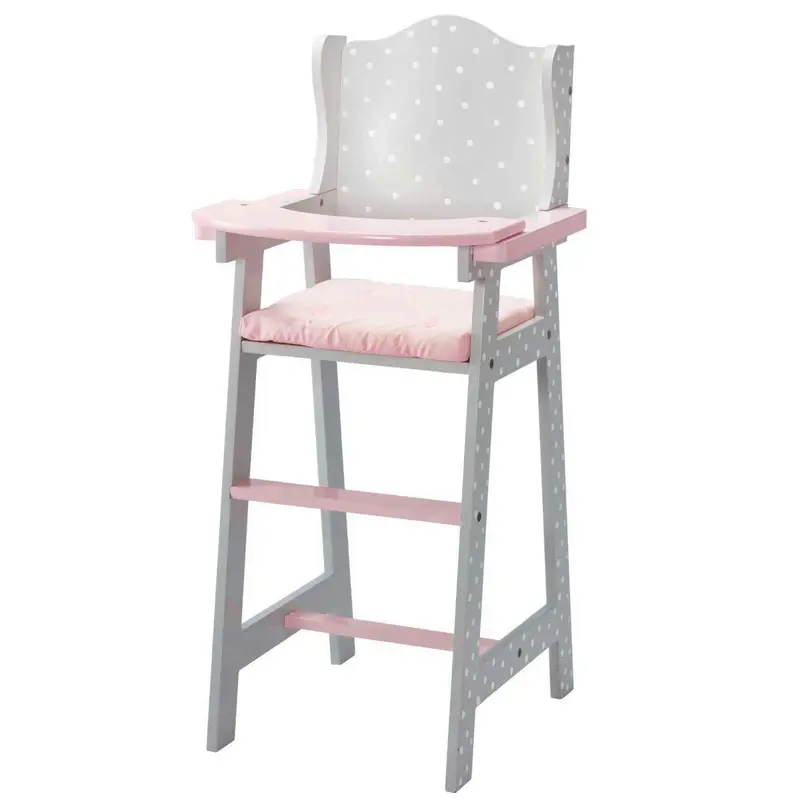 Teamson USA Td-0098ag Polka Dots Princess Baby Doll High Chair - Gray Dolls Accessories