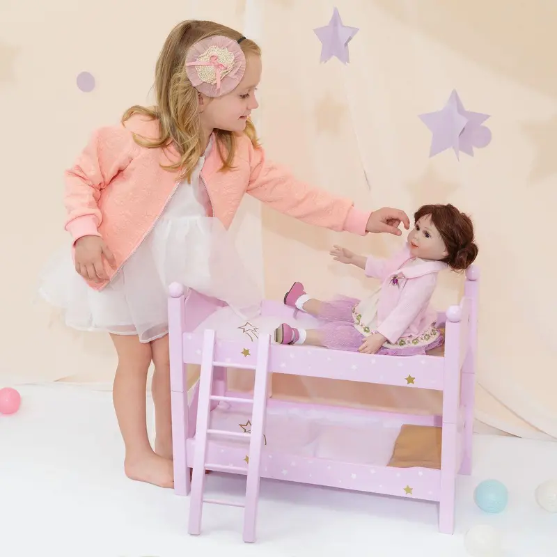 Teamson USA Twinkle Stars Princess 18-inch Doll Double Bunk Bed Dolls Accessories