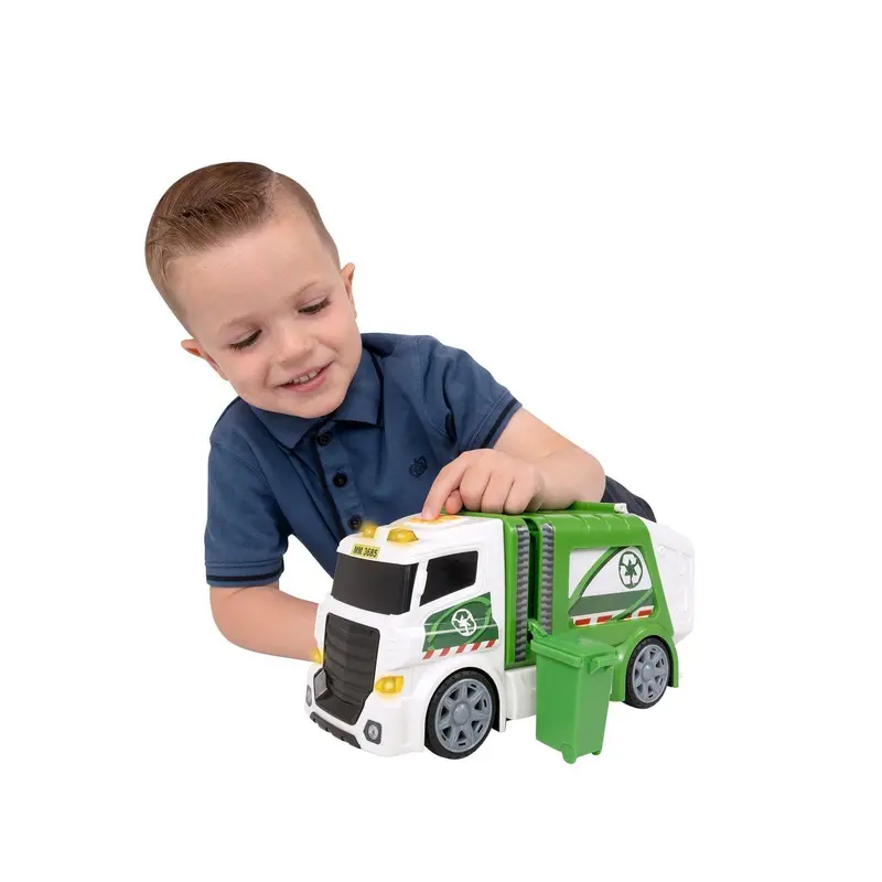 Teamsterz Large Light and Sound Mighty Moverz Garbage Truck - White/green Interactive