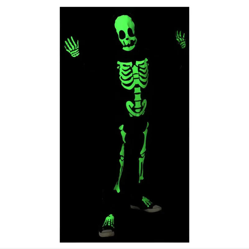 Glow In Dark Skeleton Costume with Red Bow - Size Medium