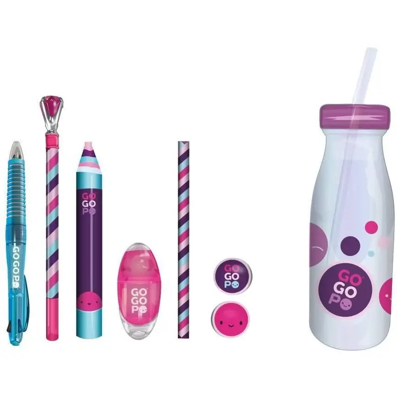 GOGOPO Back To School Milk Bottle Stationery Bundle - Pink