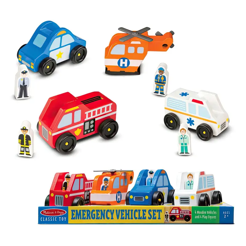 Melissa & Doug 19285 Emergency Vehicle Wooden Play Set