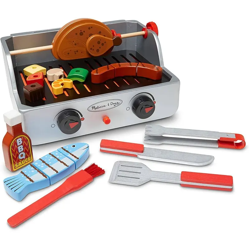 Melissa & Doug Wooden Rotisserie & Grill Barbecue Play Set