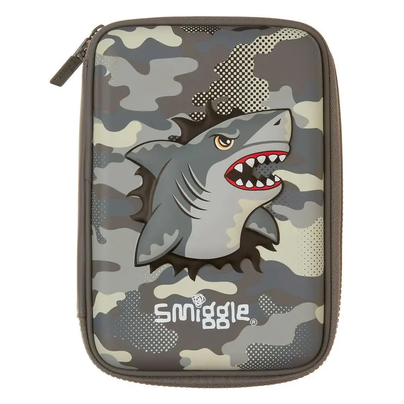 Smiggle Budz Character Hardtop Pencil Case, Shark Grey