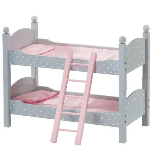Teamson USA Polka Dots Princess 18-inch Doll Double Bunk Bed - Gray/pink