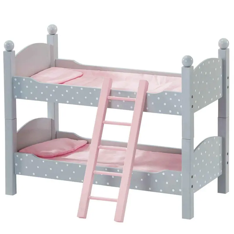 Teamson USA Polka Dots Princess 18-inch Doll Double Bunk Bed - Gray/pink