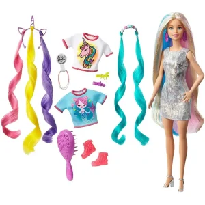 Barbie GHN04 Fantasy Hair Doll with Mermaid & Unicorn Looks