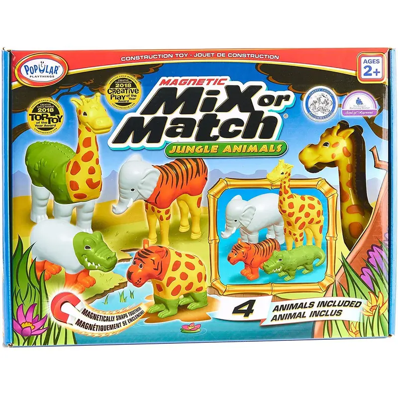 POPULAR PLAYTHINGS Mix Or Match Animals, Magnetic Toy Play Set, Jungle