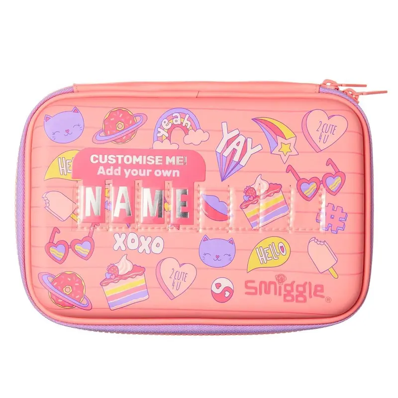 Smiggle Craze Id Hardtop Pencil Case Colour Coral